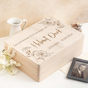Boîte de deuil personnalisée | Boîte à souvenirs | En souvenir d'un membre bien-aimé de la famille | Boîte commémorative pour les souvenirs du défunt