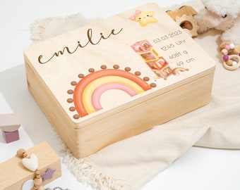 Erinnerungskiste Baby, Erinnerungsbox Personalisiert, Taufgeschenk für Jungen und Mädchen, Babygeschenk, Geschenk Taufe Geburt, Geschenkidee