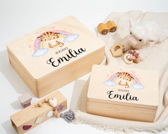 Erinnerungskiste Baby, Erinnerungsbox Personalisiert, Taufgeschenk für Jungen und Mädchen, Babygeschenk, Geschenk Taufe Geburt, Geschenkidee