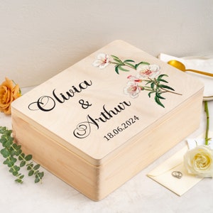 Erinnerungskiste Hochzeit Personalisiert | Hochzeitsgeschenk für Eheleute paare und Trauzeugen | Andenken Brautpaar | Geschenk Verlobung