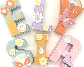 Groovy 3D Birthday Letters: Retro Flower Power Party Decor