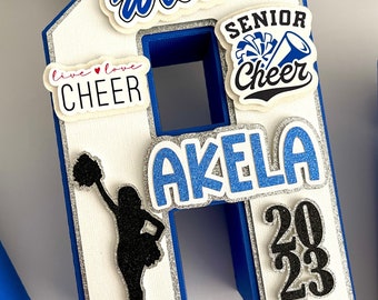 Personalized Cheer Team 3D Letter | Senior Cheerleader Gift | Cheer Coach | Graduation Centerpiece