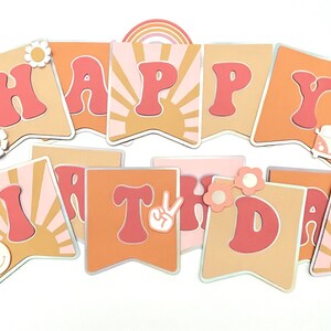 Groovy Birthday Banner Happy Birthday Banner Groovy One Birthday Decor