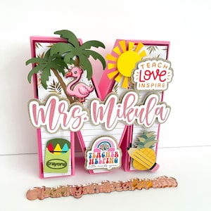 Tropical Teacher Gifts 3D Letter | Teacher Holiday Gift | Teacher Valentine's Day Gifts | Teacher Classroom Desk Decor | Tropical Classroom