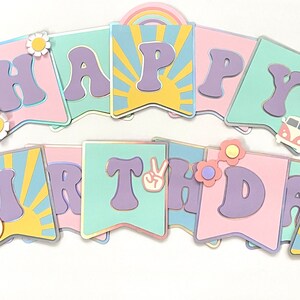 Groovy Birthday Banner Happy Birthday Banner Groovy One Birthday Decor