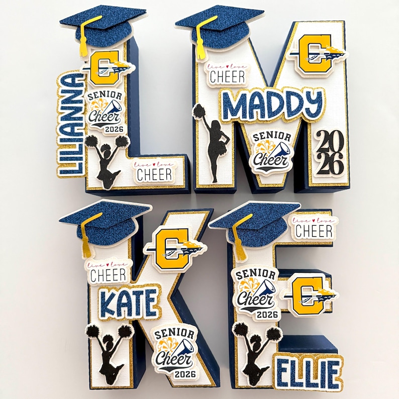 Personalized Cheer Team 3D Letter | Senior Cheerleader Gift | Cheer Coach | Graduation Centerpiece image 3