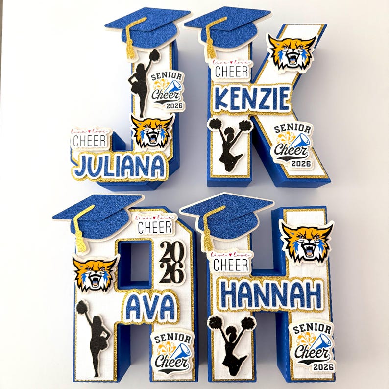 Personalized Cheer Team 3D Letter | Senior Cheerleader Gift | Cheer Coach | Graduation Centerpiece image 2