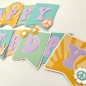 Groovy Birthday Banner Happy Birthday Banner Groovy One Birthday Decor