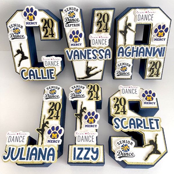 Dance Team Gifts 3D Letter | Personalized Dance Team Gift | Senior Dance Team Gift | Custom Dance Coach Gift | Graduation Centerpiece