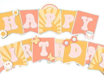 Groovy Happy Birthday Banner: Retro Hippie Party Decor