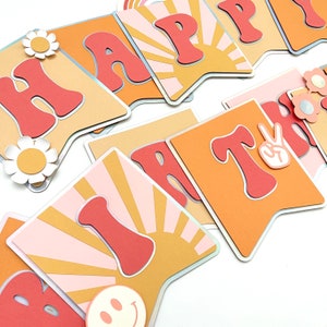 Groovy Birthday Banner Happy Birthday Banner Groovy One Birthday Decor