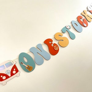 Groovy Onestock Banner Garland | One Groovy Babe Groovy Dude Birthday Banner | Groovy One Banner | Hippie Onestock Woodstock Birthday Decor