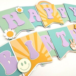 Groovy Birthday Banner Happy Birthday Banner Groovy One Birthday Decor