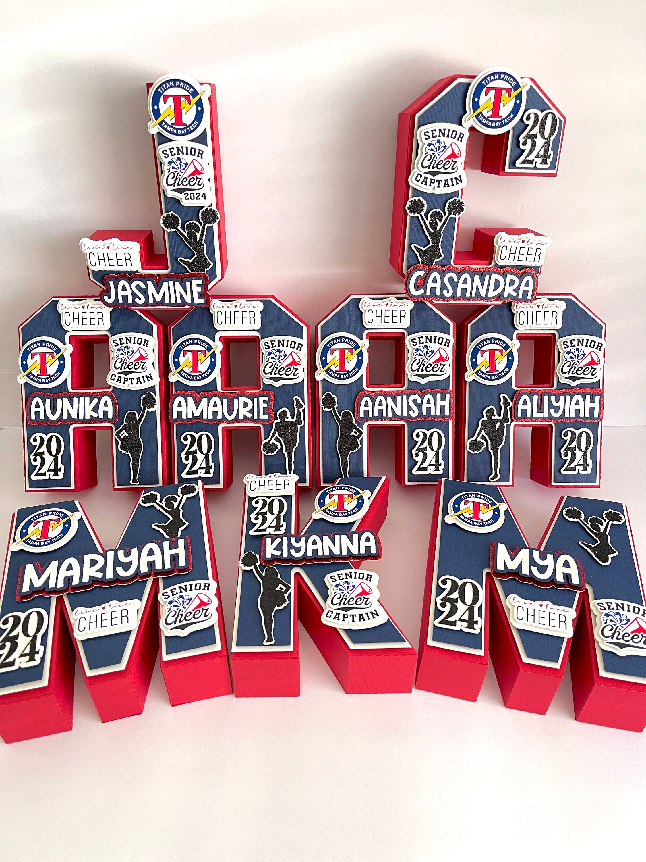 Cheer Team Gifts 3D Letter | Personalized Cheerleader Gift | Cheer Coach Gifts | Senior Cheerleader Graduation Gift | Graduation Centerpiece
