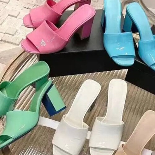 Cute Trendy Heels Slides Summer Shoes 