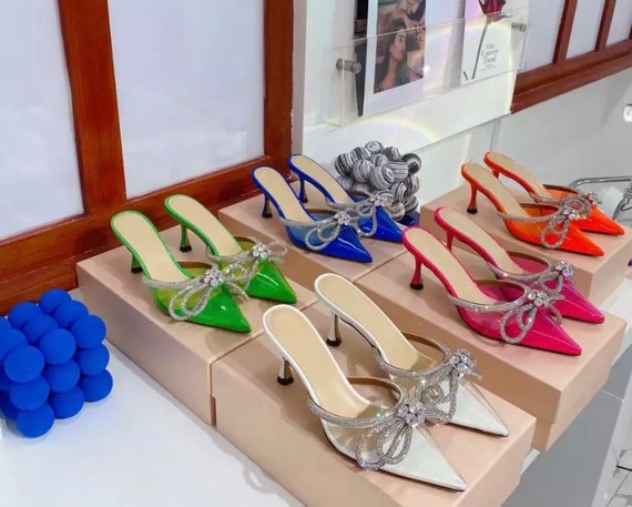Sparkly Heels Mules Trendy Embellished Heels Pvs Colored - Etsy Canada