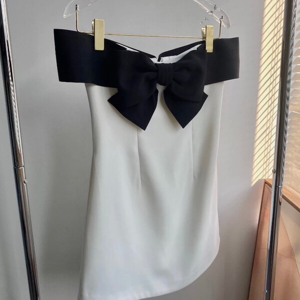 Black and White Bow Dress - Etsy