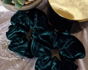 Emerald Green Crushed Velvet Scrunchie