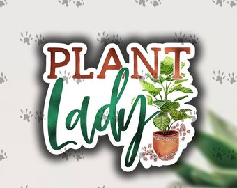 plant lady sticker, plant lover, plants, planting, gardening, crazy plant lady, funny, humor, laptop, water bottle, planner, gift idea