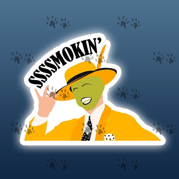 the mask, smokin', movie sticker, 90's movies, nostalgia, pop culture, funny sticker, funny, humor