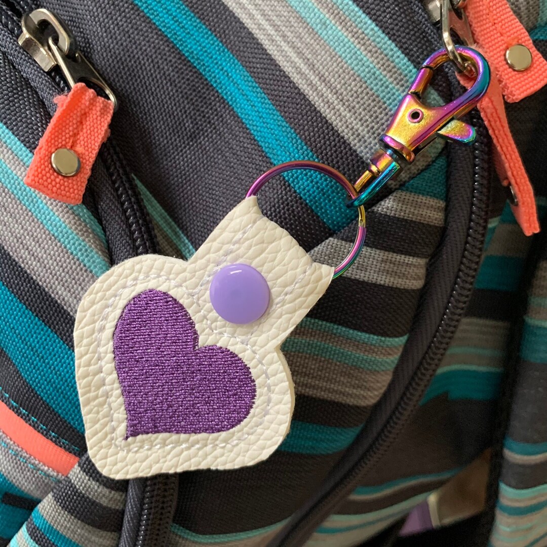 Puffy Heart Snap Tab Key Chain, Keychain for Backpack, Keys, Wallet, or ...