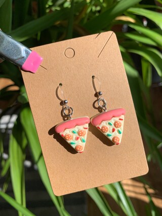 Orecchini A Fetta Di Pizza In Acrilico 3D | Ipoallergenici A Forma Di Cuore Per Donne E Ragazze