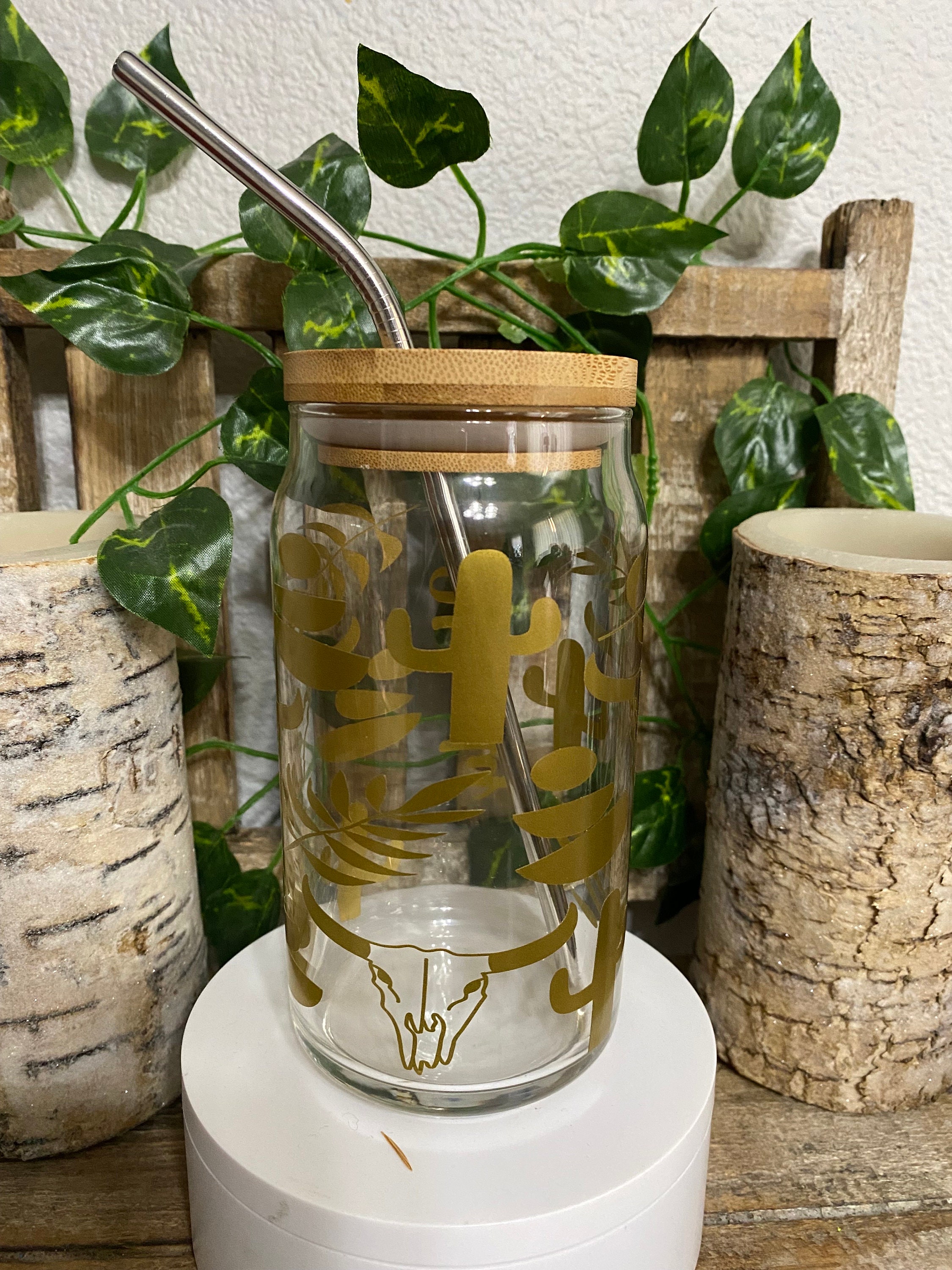 Howdy Glass Can with Bamboo Lid & Straw – The Care Collective Co