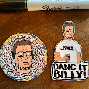 Dang It Billy!/Hank Hill Face Melting vinyl Sticker pack Billy Strings fan art