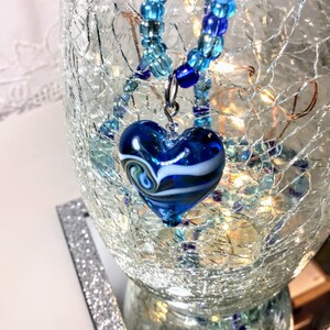 Under The Sea Glass 22 Inch Necklace with Lamp Works Heart Pendant