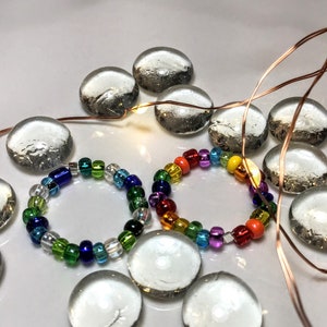 Rainbow and Gay Beaded LGBTQ Stretch Rings