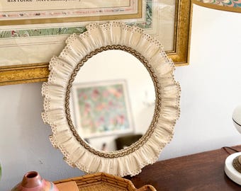 vintage trompe l’oeil ruffled lace syroco mirror