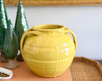 antique French yellow glazed crock