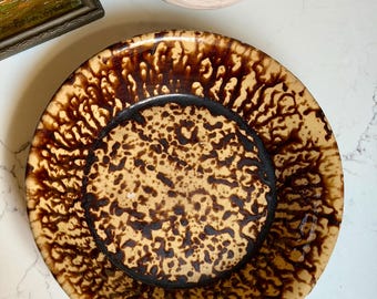 Cuenco antiguo de loza esponjosa Rockingham Bennington Brown