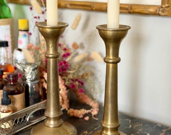 par de candelabros de latón vintage