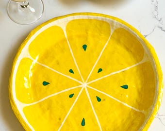 vintage paper mache lemon platter