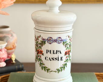 vintage Pulpa Cassiae apothecary jar