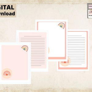 Rainbow Printable Stationery Set, Lined and Blank (US Letter, PDF)