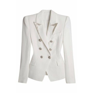 Alexandra White Beaded Blazer