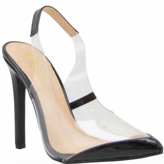 Amazon.com | MACKIN J 405-1 Women's Clear Wedge Sandals Open Toe Slip On  Mule Lucite Heel Dress Shoes (Transparent,11) | Heeled Sandals