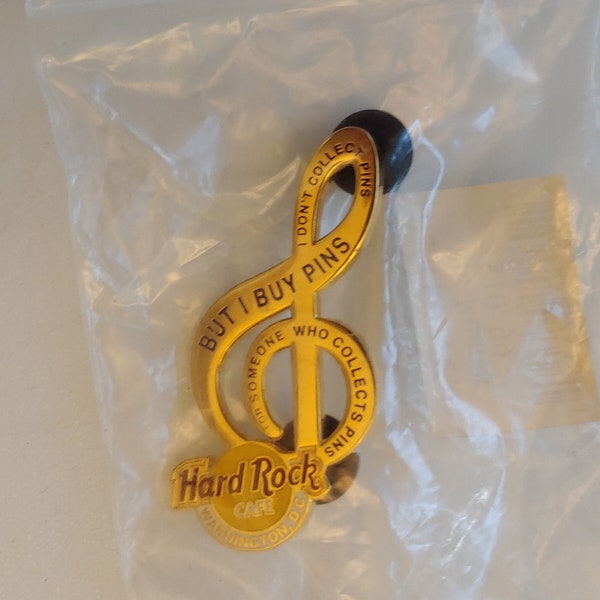 SCARCE Hard Rock Washington D.C. Cafe Treble Clef Enameled Pin from the 1990s