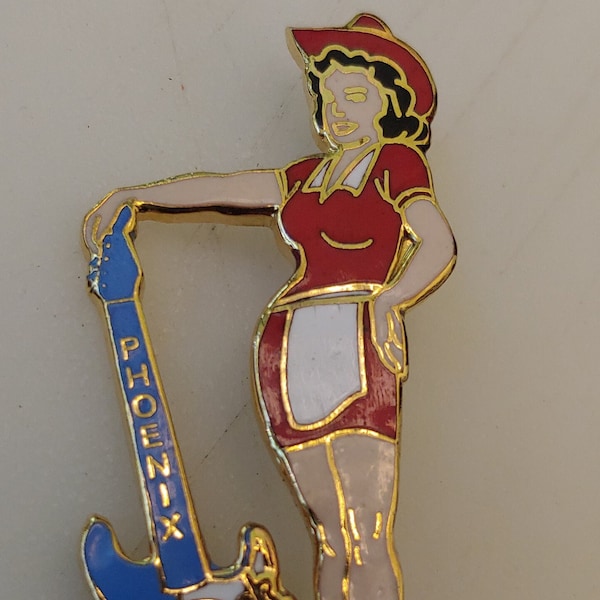 Hard Rock Cafe Phoenix Guitar Gal Enameled Pin from the 1990s