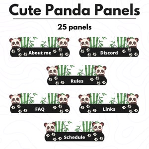 Panda Themed Stream Panels | Cute Twitch Panel Set | Adorable Streaming Graphics for YouTube And Twitch