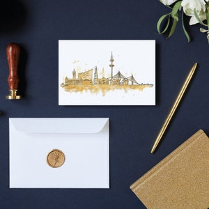 10 er Set Karten mit der Hamburger Skyline / Grußkarten