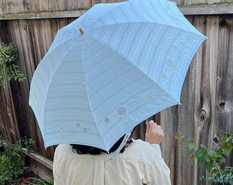 Sombrilla coreana azul claro con bordado de lunares / Paraguas de lunares / Regalo para el Día de la Madre
