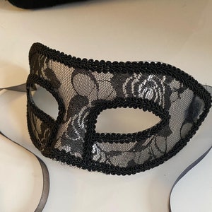 Elegant Black Lace Masquerade Venetician Mask .. A Firm Comfortable Base… Pretty Floral Lace Details… Perfect For A Masquerade Ball