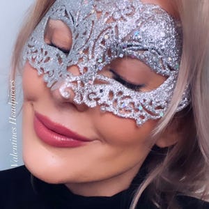 HALLOWEEN Silver Venetian Eye MASK Veil Mask Masquerade Party Ball Valentines Garden Party Masquerade Ball Cosplay Christmas