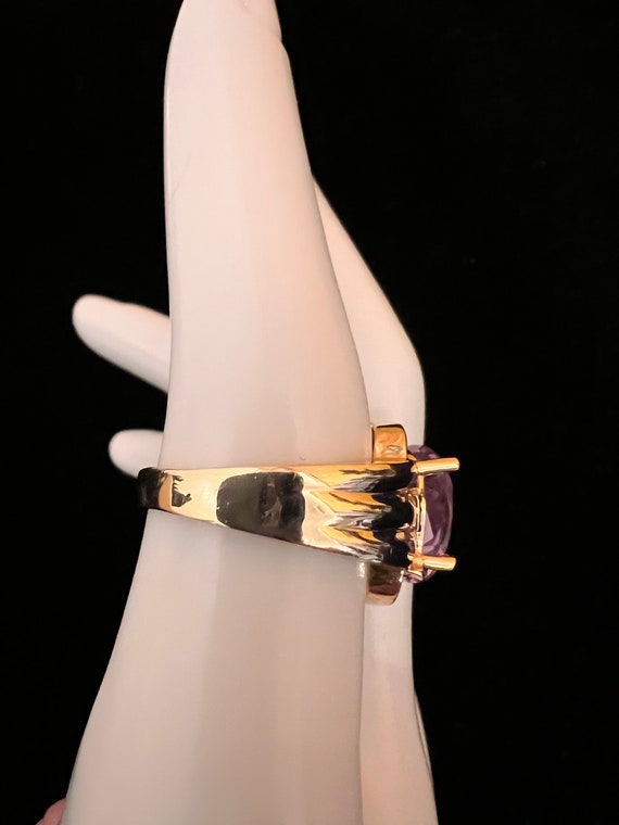 JCR 14K Yellow Gold Amethyst & Diamond Ring (stam… - image 5