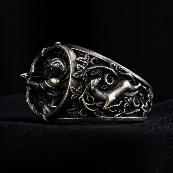Greek Goddess Artemis 925 Sterling Silver Ring, Greek Goddess Mythology Ring, Roman Goddess of the Hunt Diana Ring, Goddess Gift For Her