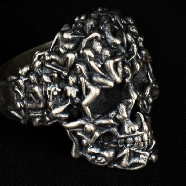 Bague tête de mort en argent sterling, bague tête de mort en argent sterling, bague tête de mort argentée, bague tête de mort argentée, bague tête de mort, bague tête de mort Halloween