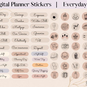 Everyday Life Sticker Set | Neutral, GoodNotes, Transparent, Pre Cut, PNG